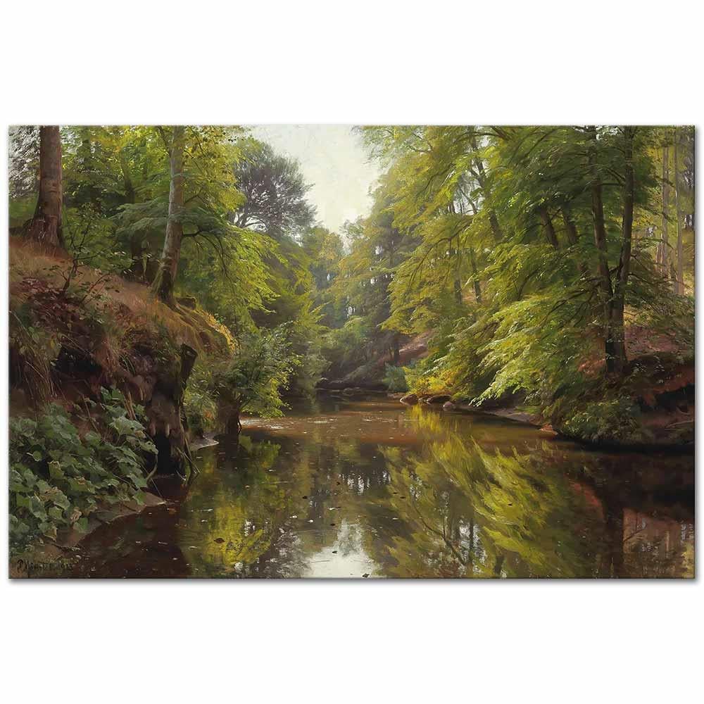 Peder Mørk Mønsted Orman ve Nehir Manzarası Kanvas Tablo