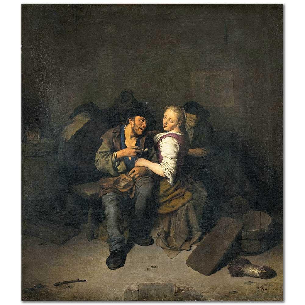 Cornelis Pietersz Bega Tavernada Genç Çift Kanvas Tablo