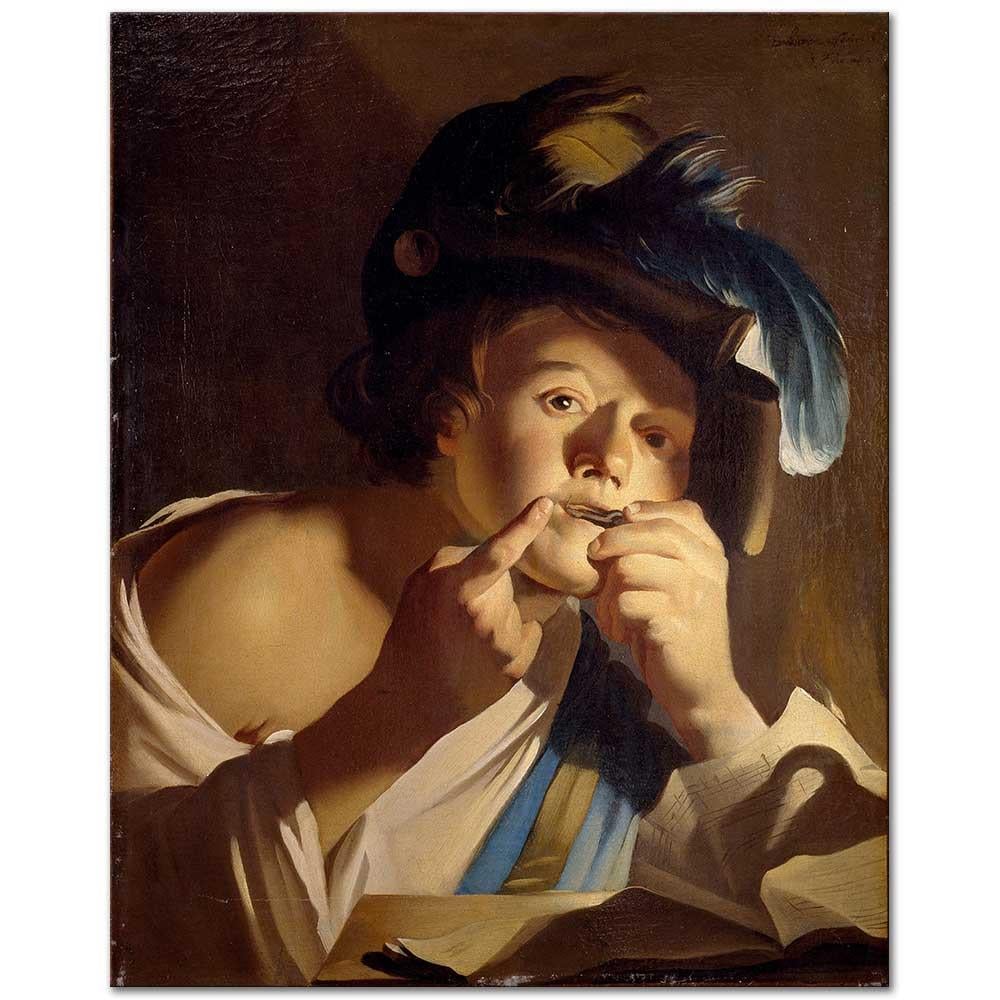 Dirck van Baburen Yahudi Harpi Çalan Genç Adam Kanvas Tablo