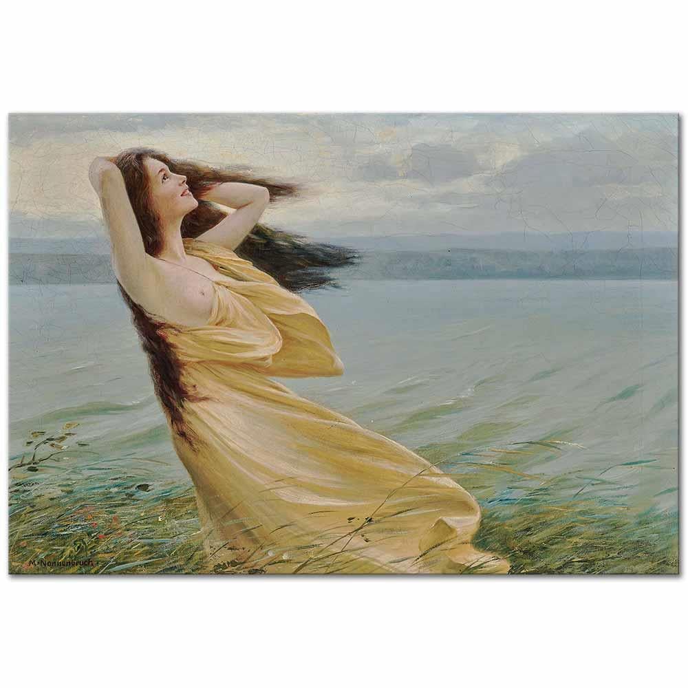 Max Nonnenbruch Su Kıyısında Genç Kadın Kanvas Tablo