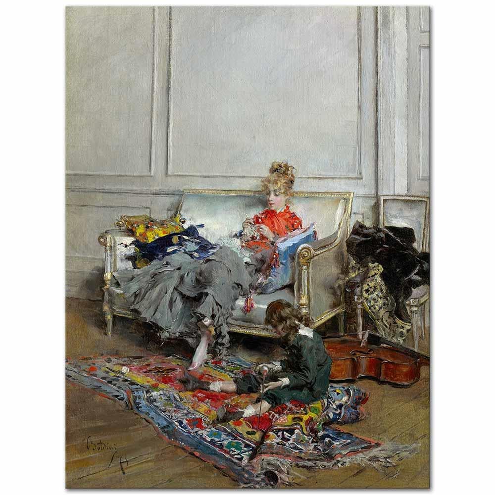Giovanni Boldini Tığ İşi Yapan Genç Kadın Kanvas Tablo