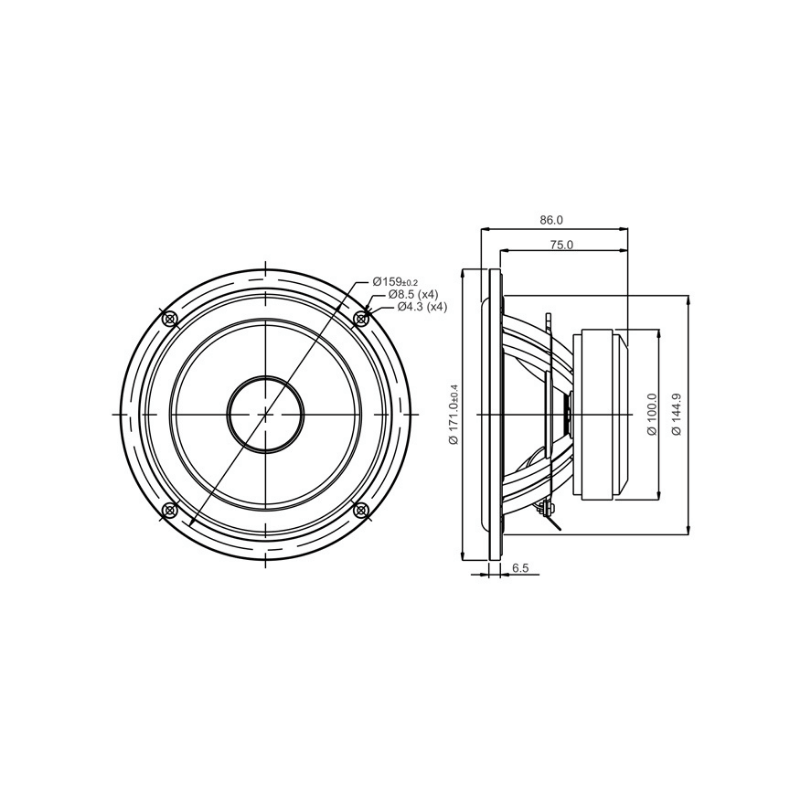 SB Acoustics  SB17MFC35-8 Midwoofer