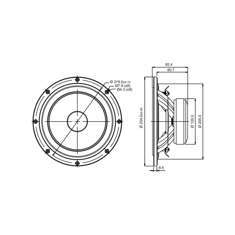 SB Acoustic SB23NRXS45-8 Norex Woofer