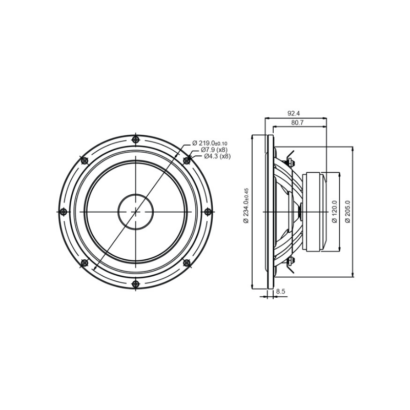 SB Acoustics SB23NRXS45-4 Norex Woofer