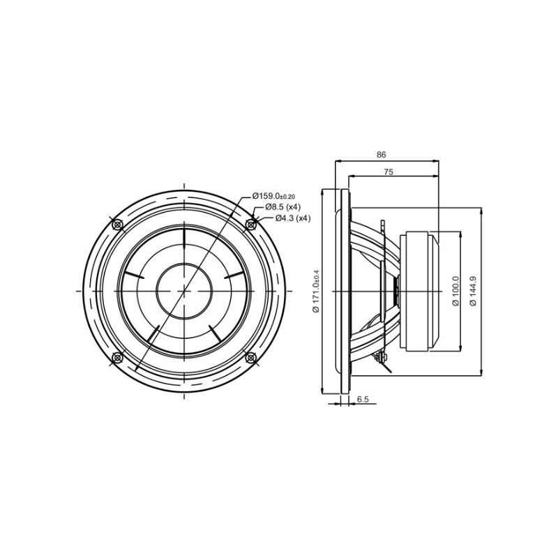 SB Acoustics SB17NBAC35-4 midwoofer