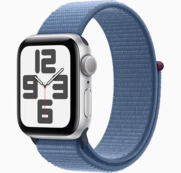 Apple Watch SE 2. Nesil 2023 GPS 40 MM Gümüş Rengi Alüminyum Kasa ve Buz Mavisi Spor Loop