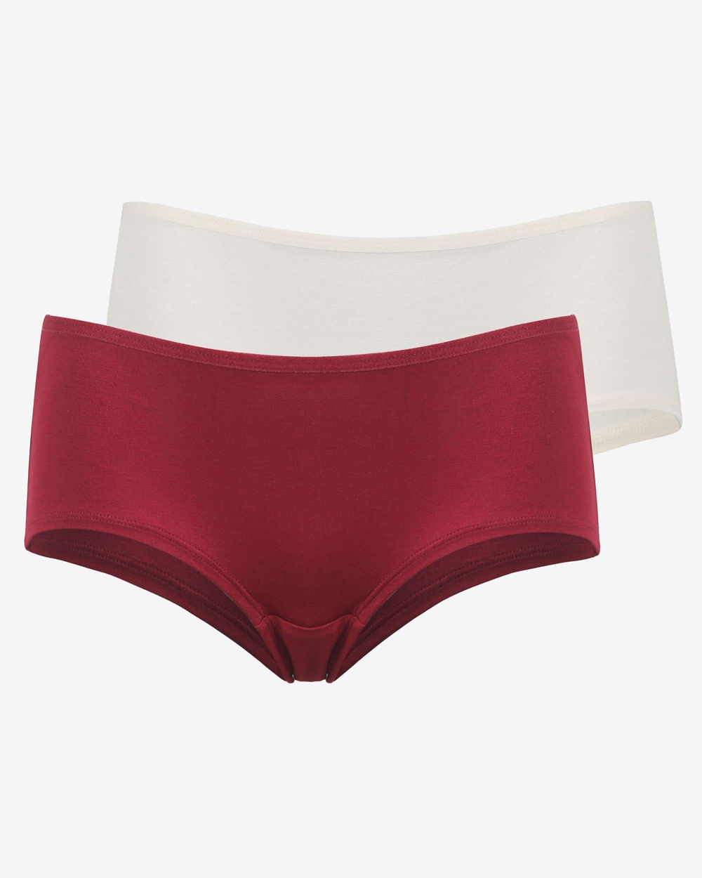 Kadın Dikişsiz Bambu 2li Hipster Külot Bordo Beyaz
