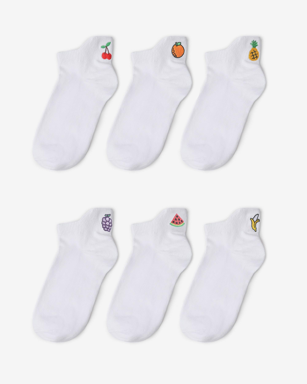 Kadın Meyve Nakışlı Patik Çorap 6lı