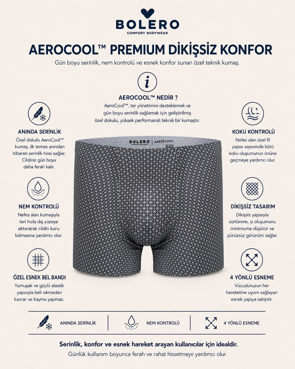Aerocool Erkek Dikişsiz Boxer Antrasit Baskılı