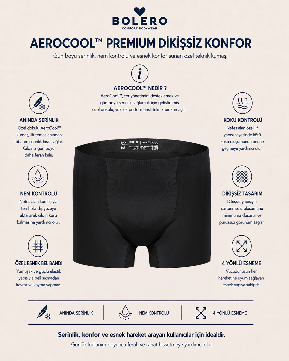 Aerocool Erkek Dikişsiz Boxer Siyah