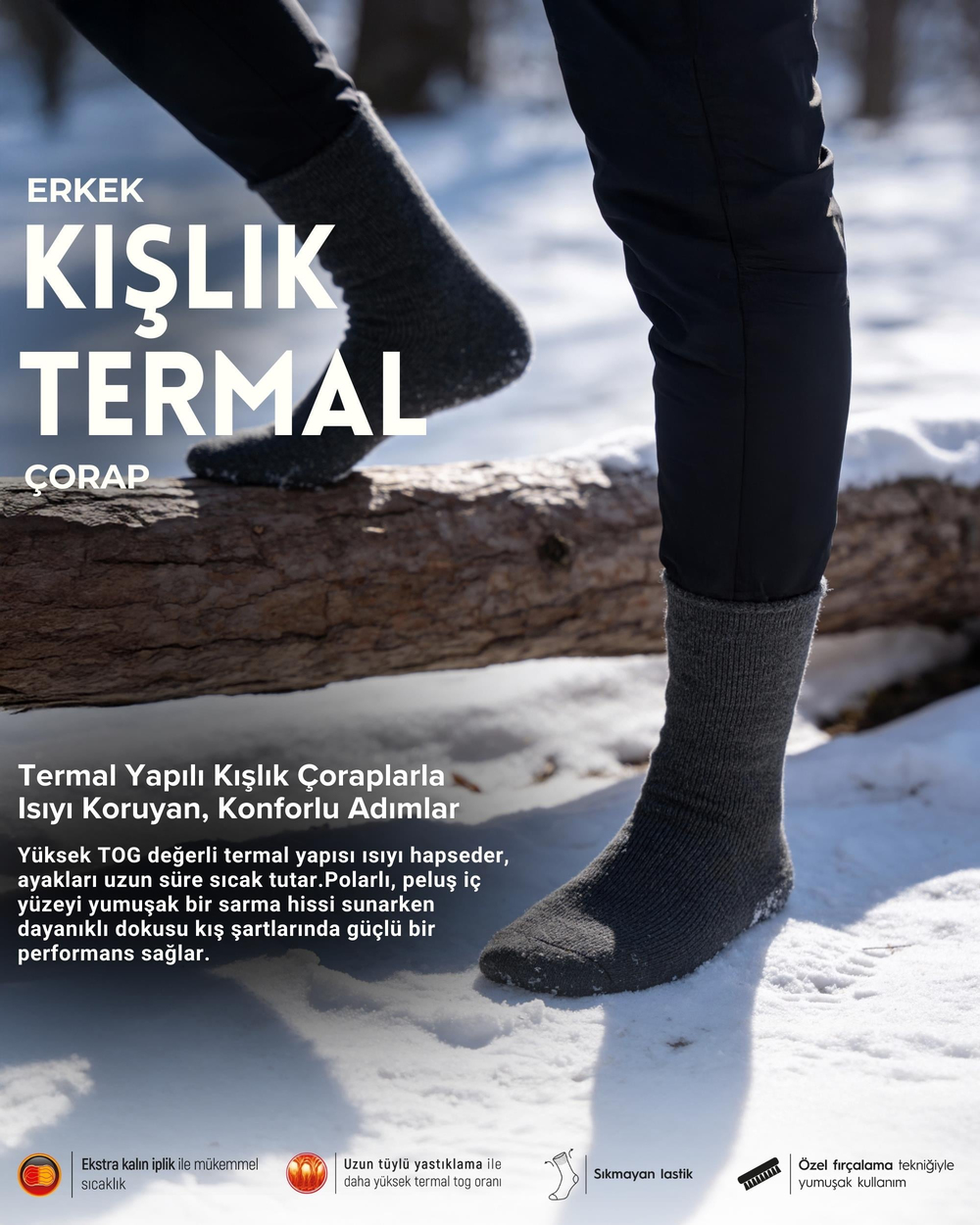 Erkek Kışlık Termal Çorap Antrasit