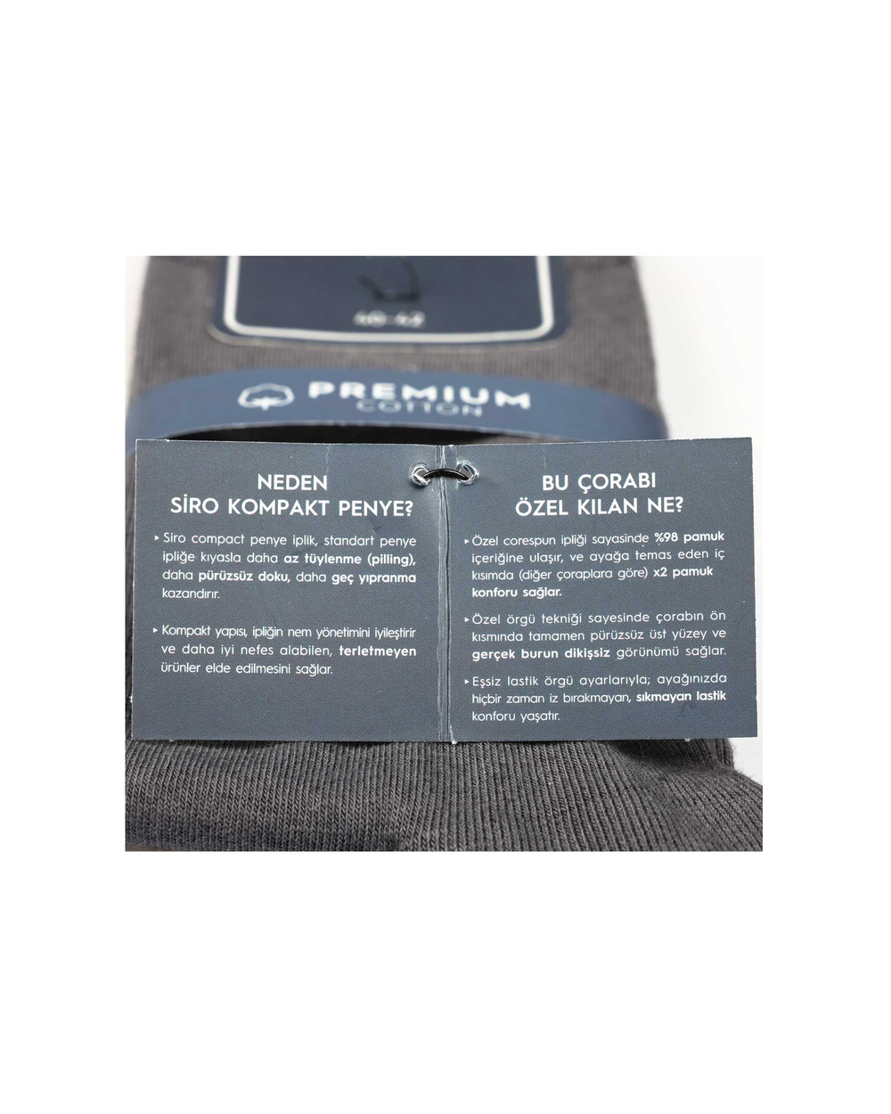 Erkek Premium Dikişsiz Pamuk Çorap Antrasit Renkli Kare Desen