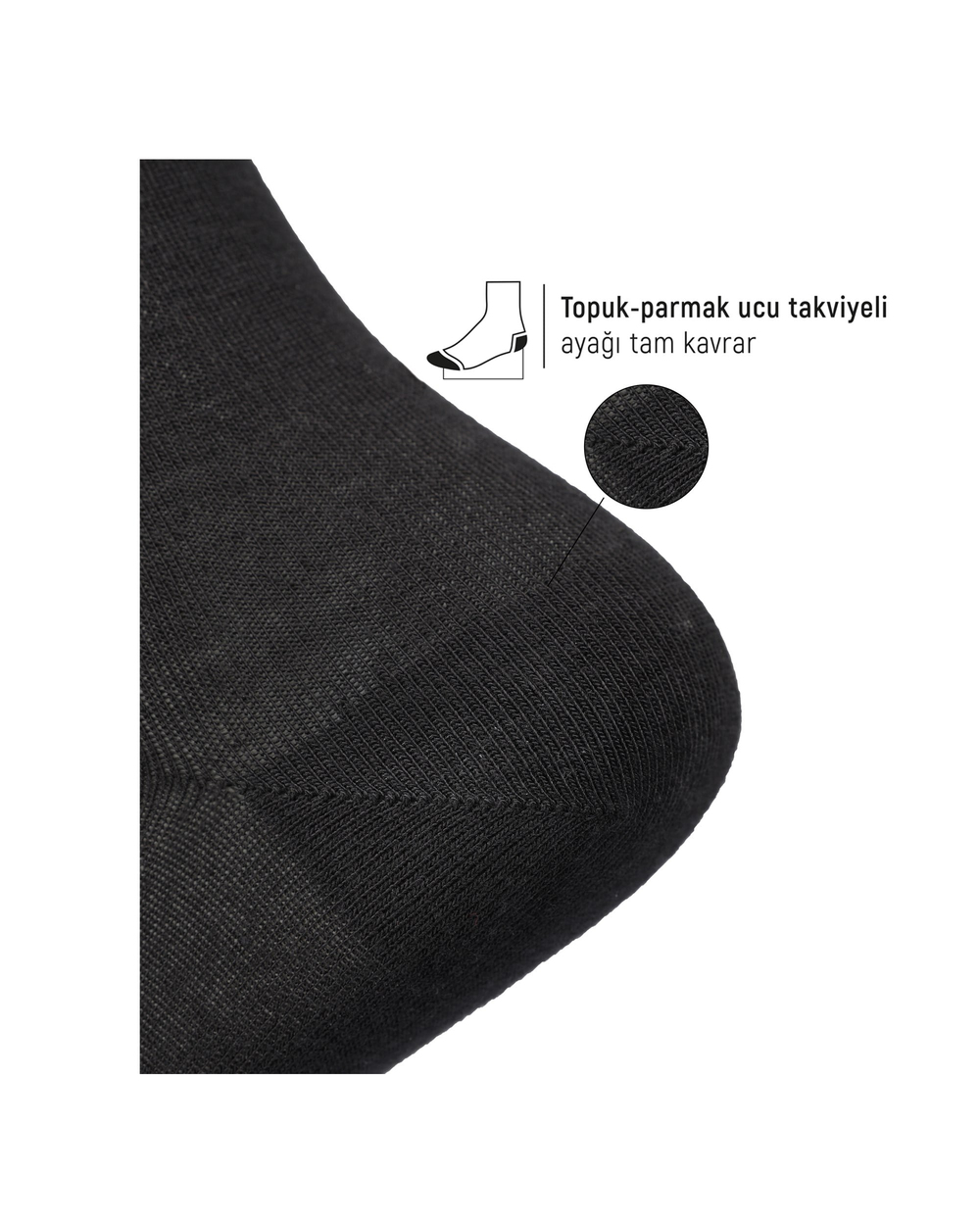 Erkek Premium Dikişsiz Roll Top Lastiksiz 12li Bambu Çorap Siyah