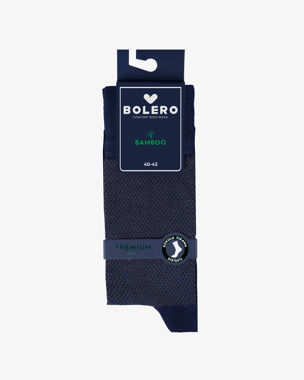 Erkek Premium Dikişsiz Yazlık Nokta Desenli Bambu Çorap Lacivert