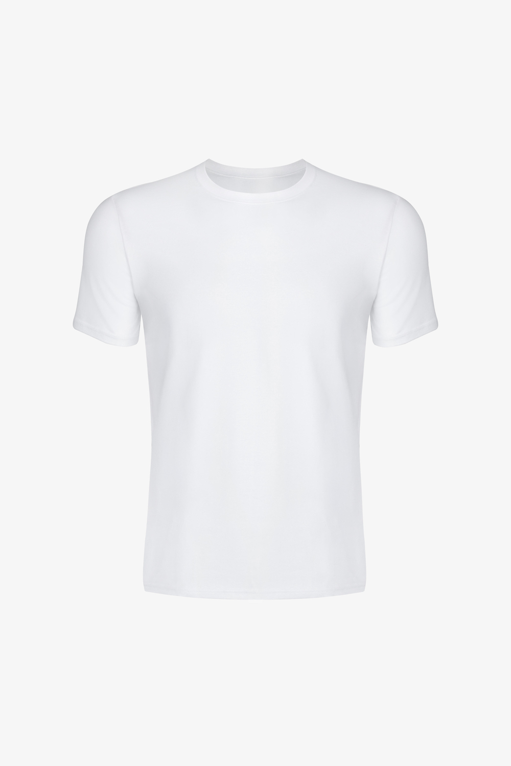 Erkek Premium Lyocell Rahat Kalıp Bisiklet Yaka T-shirt Beyaz