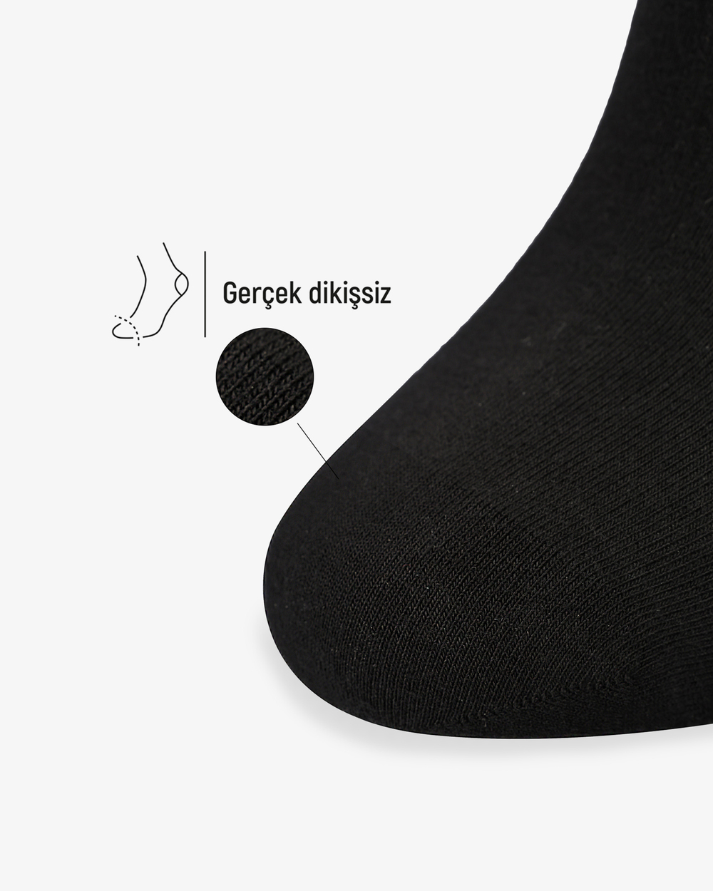 Erkek Premium Roll Top Lastiksiz Dikişsiz Bambu Çorap Siyah