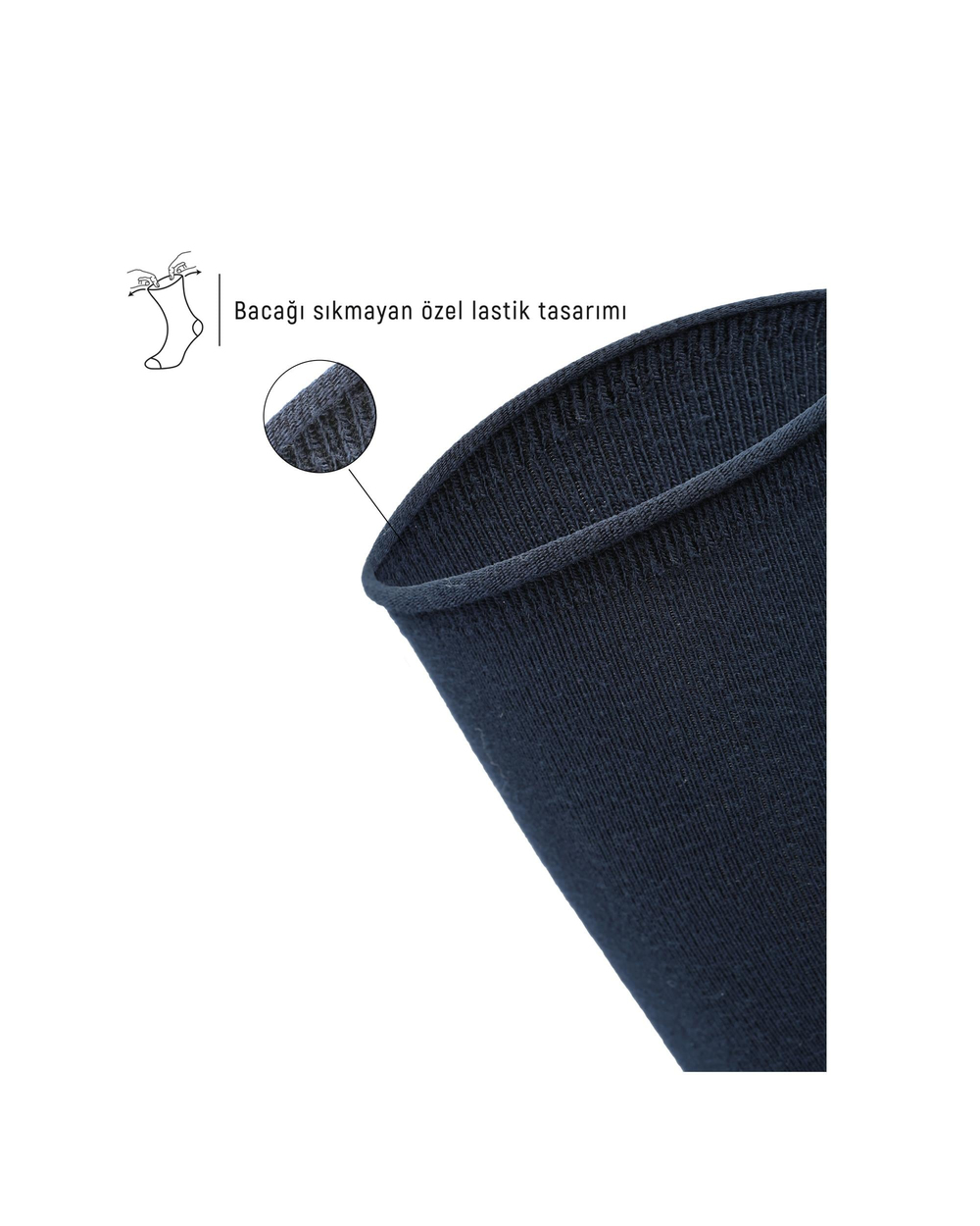 Erkek Premium Roll Top Lastiksiz Dikişsiz Bambu Çorap Lacivert