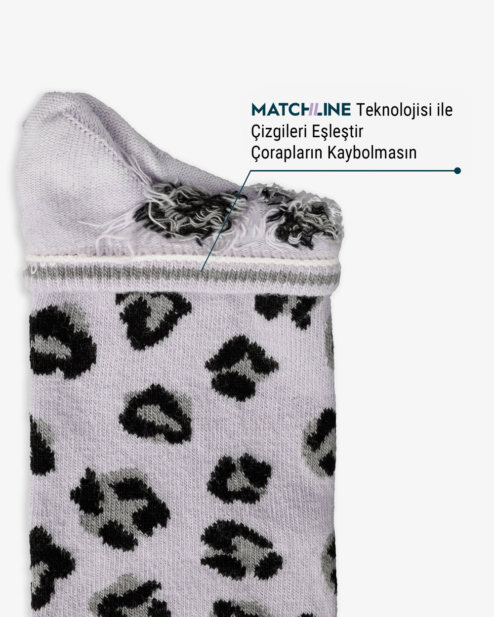Kadın Dikişsiz Pamuk Patik Leopar Desenli Lila