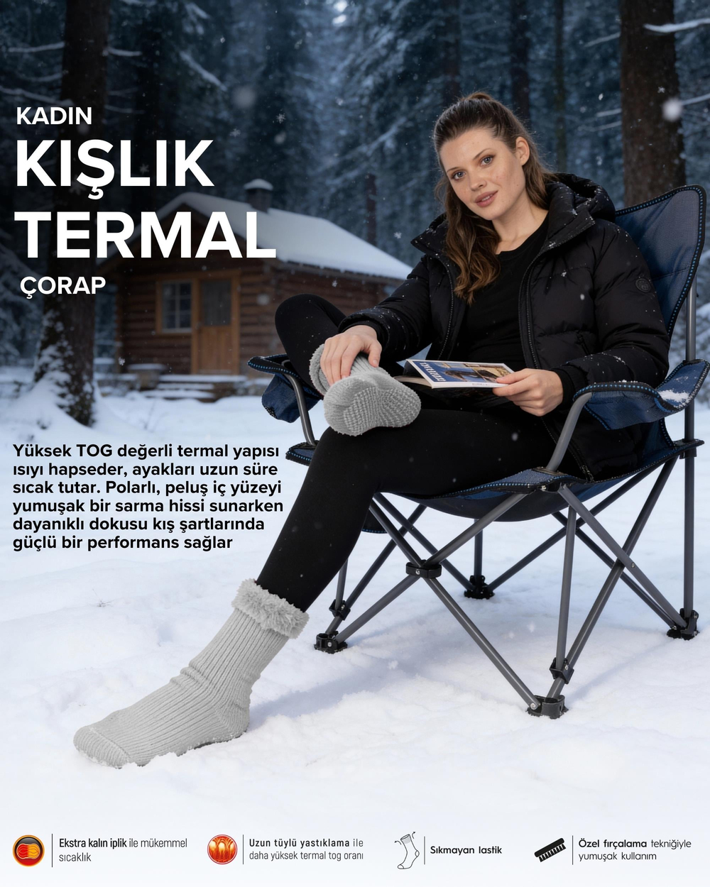 Kadın Kışlık Termal Çorap Antrasit