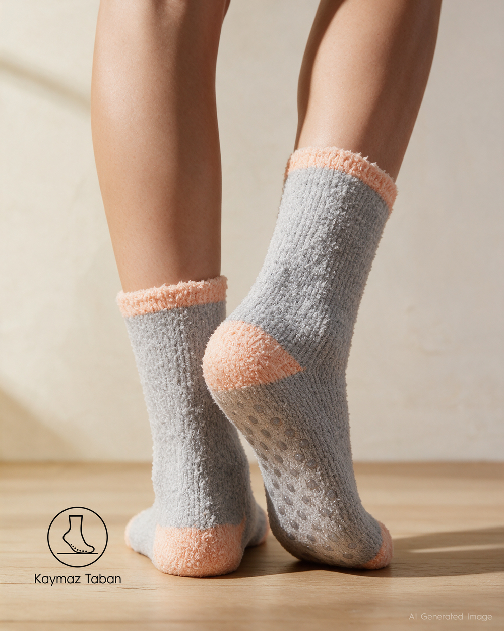 Kadın Soft Touch 2li Peluş Ev Çorabı Yıldız Desen