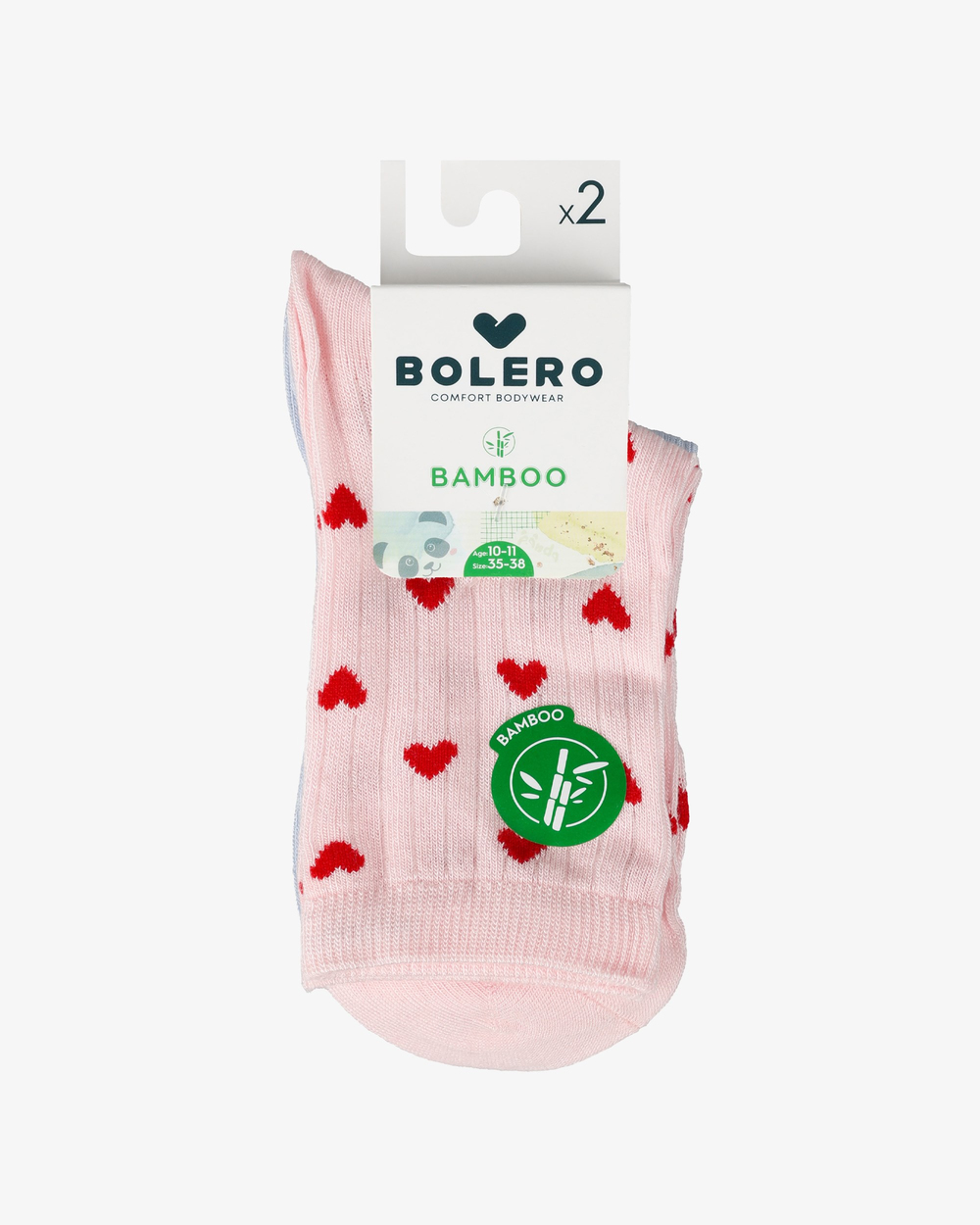 Kız Çocuk Bambu Soket Küçük Çoklu Kalp Desen 2li Paket