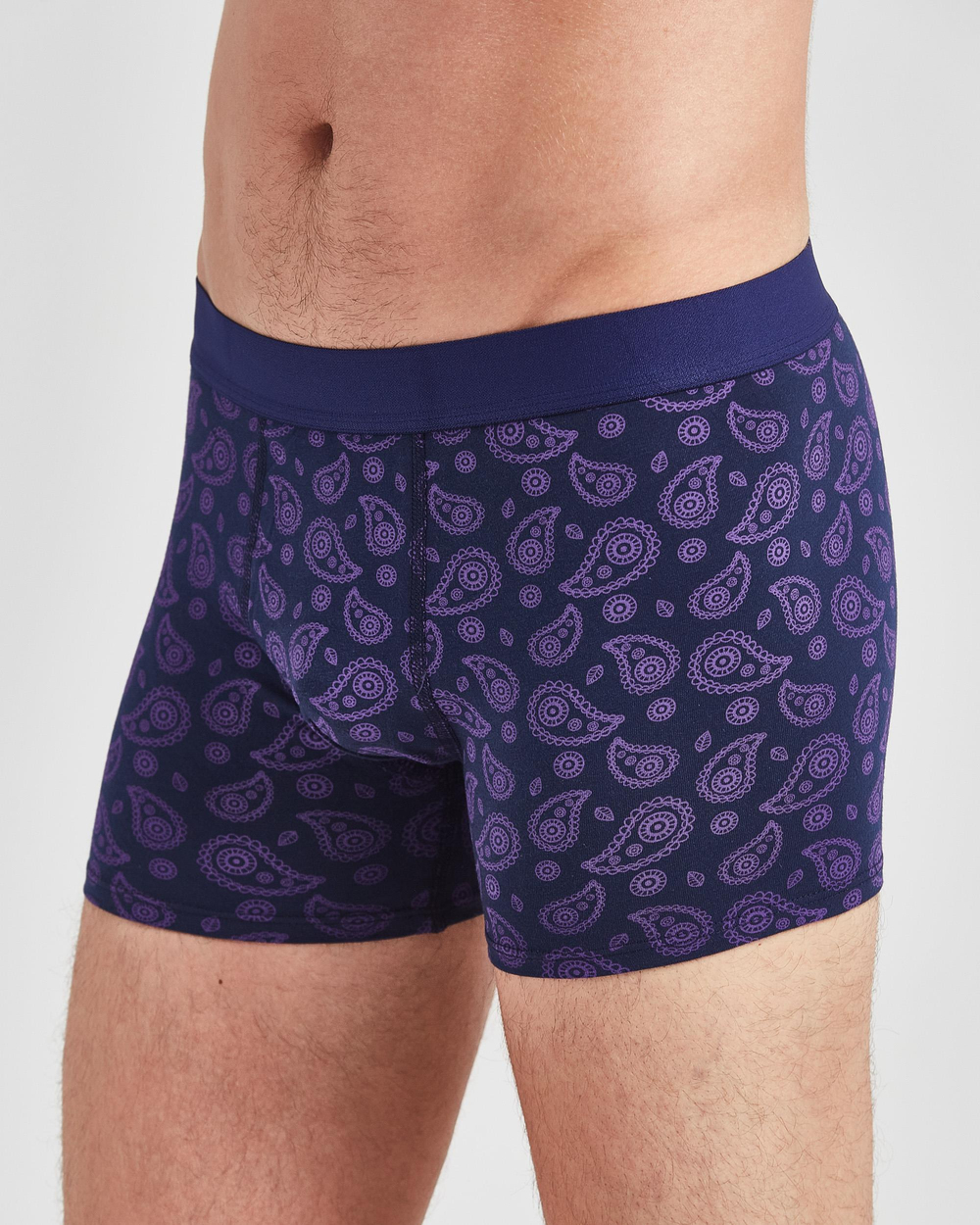 Erkek Boxer Paisley Desen Lacivert
