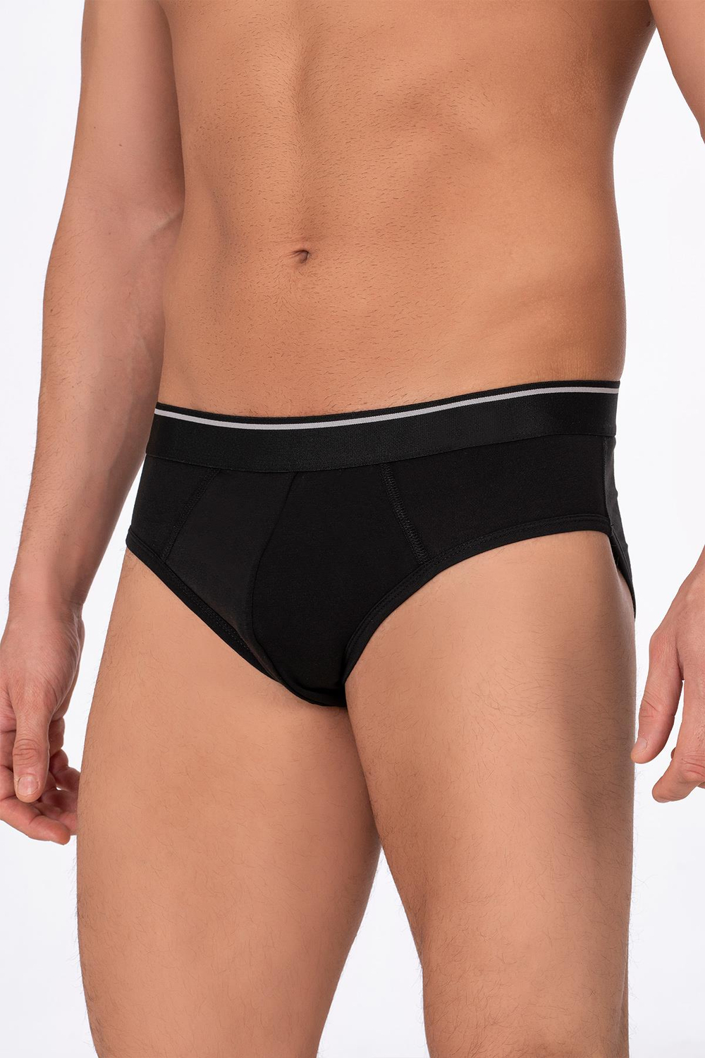 Erkek Pamuklu Likralı Esnek Slip Külot | Siyah K13330