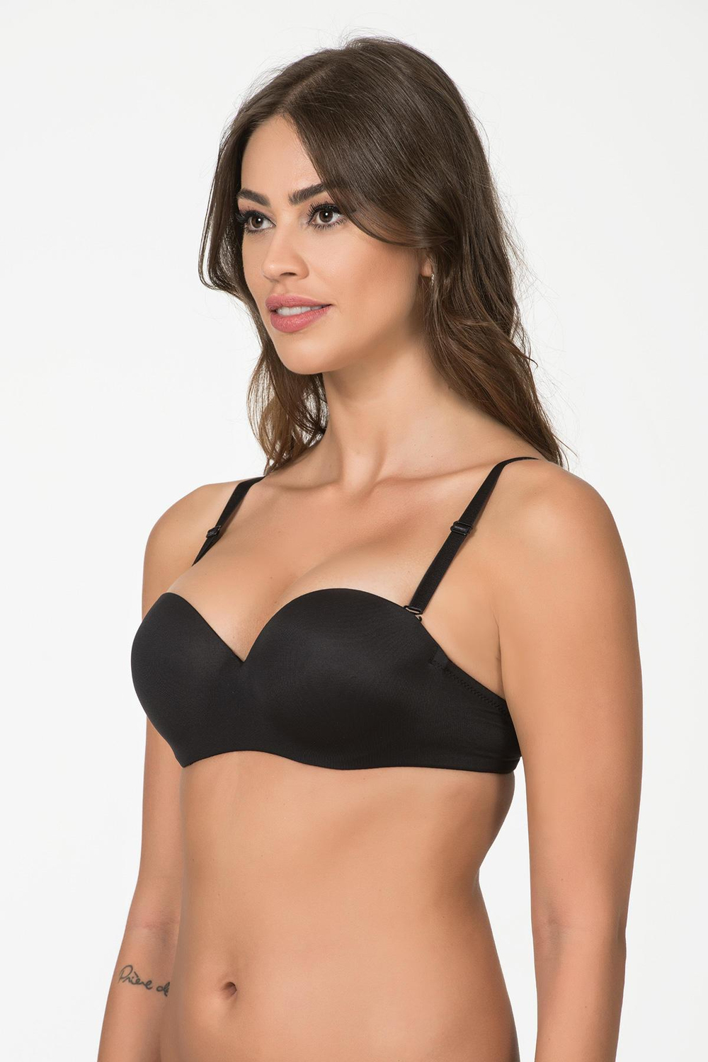 Straplez Dolgulu Sütyen | Siyah 1110P