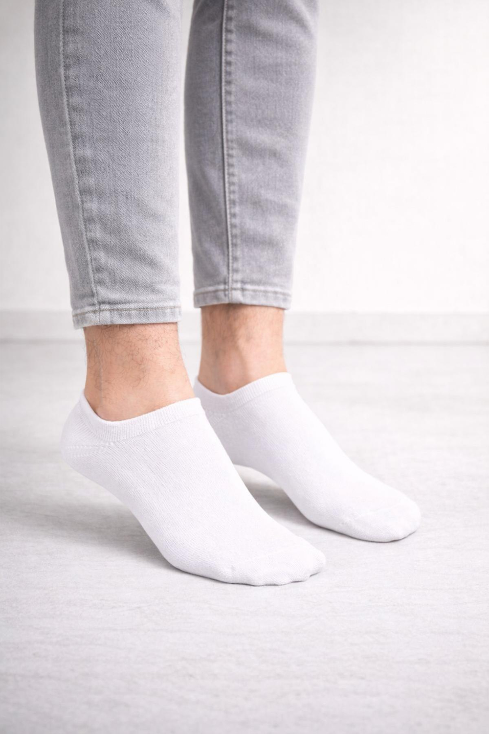 3lü Paket Erkek Siyah-Beyaz Pamuklu Patik Çorap