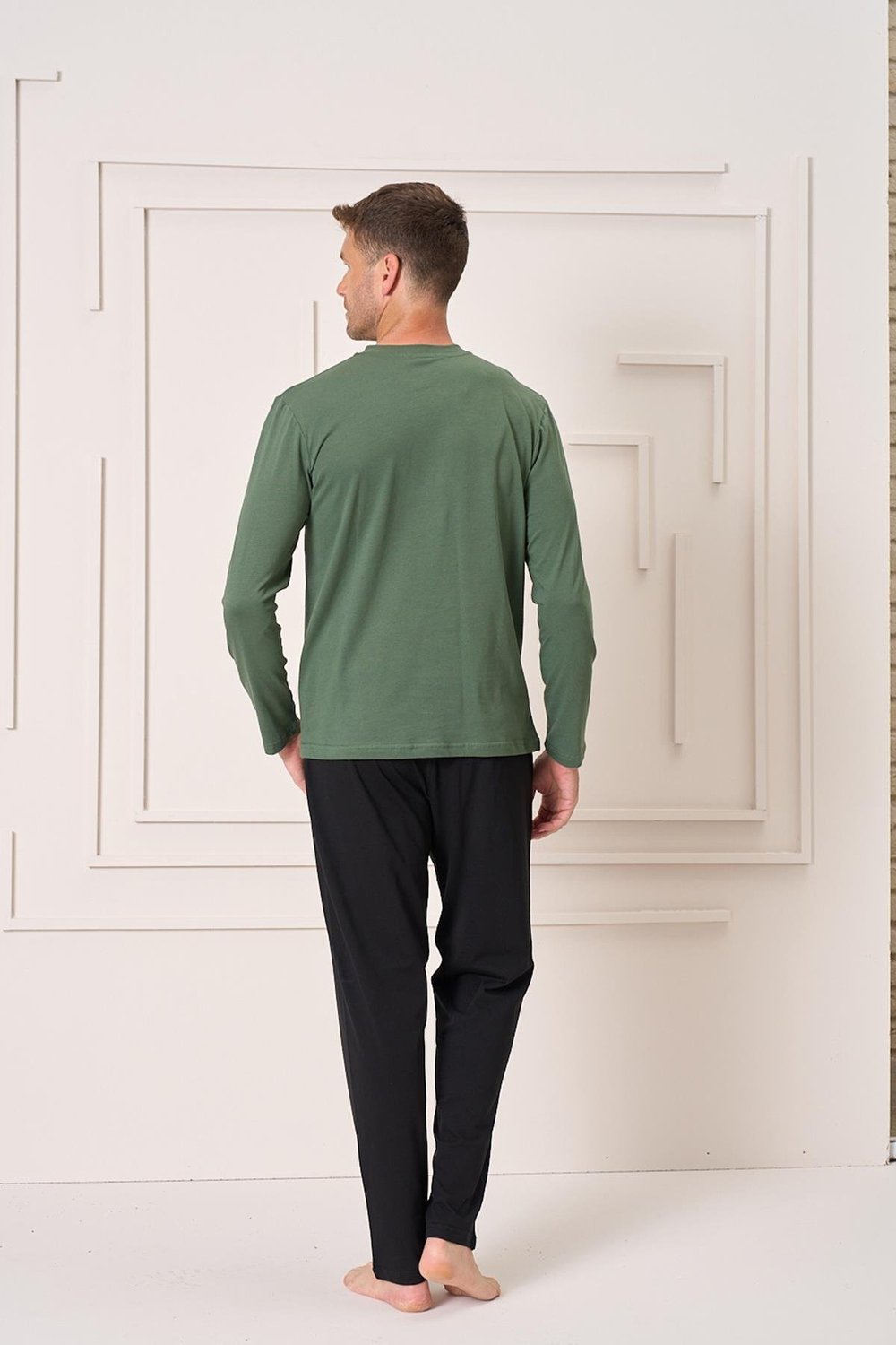 Erkek Penye Süprem Genç Önü Patlı Pijama Takımı | Yeşil 4105