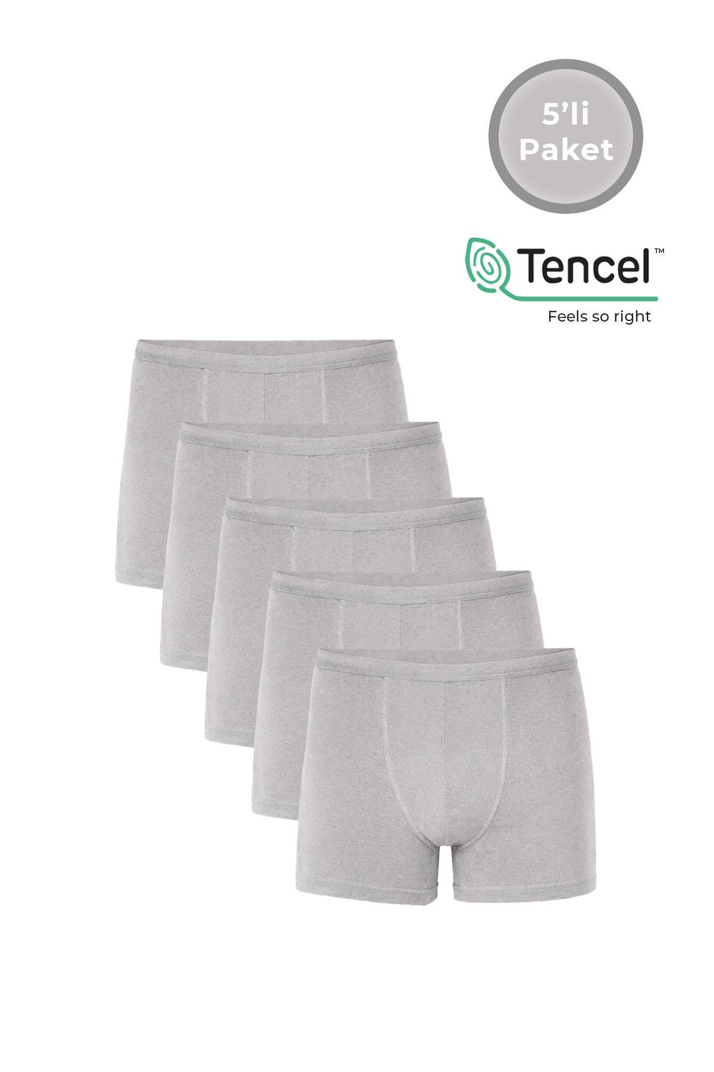 5li Paket Erkek İnce Bel Modal Boxer | Gri K11897
