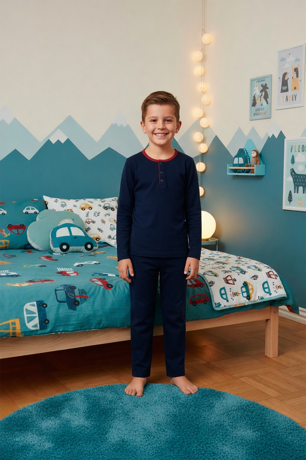 Erkek Çocuk İnterlok Bisiklet Yaka Pijama Takımı | Lacivert 200