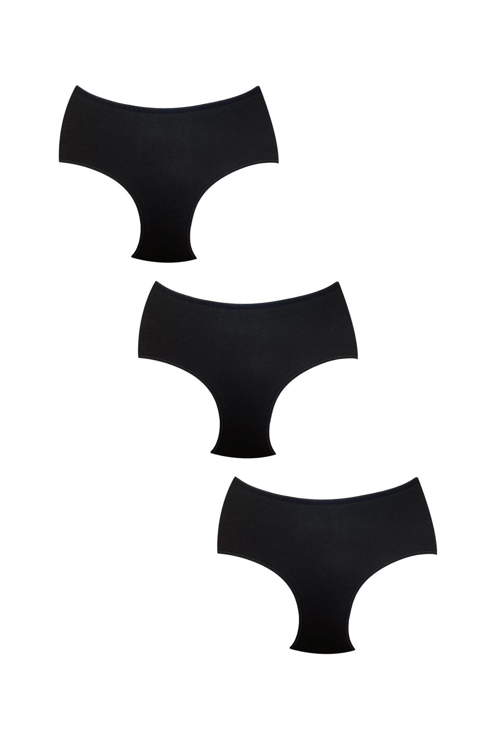 3lü Paket Pamuklu Modal Bato Külot | Siyah 0335