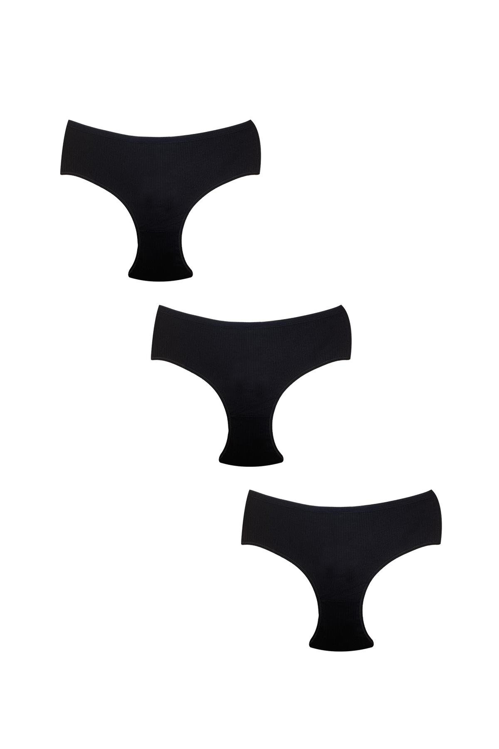 3lü Pamuklu Bato Ribana| Siyah 0305