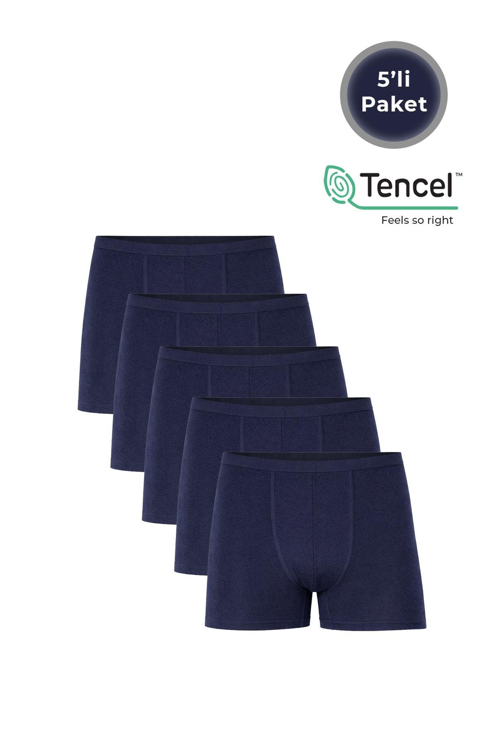 5li Paket Erkek İnce Bel Modal Boxer | Lacivert K11897