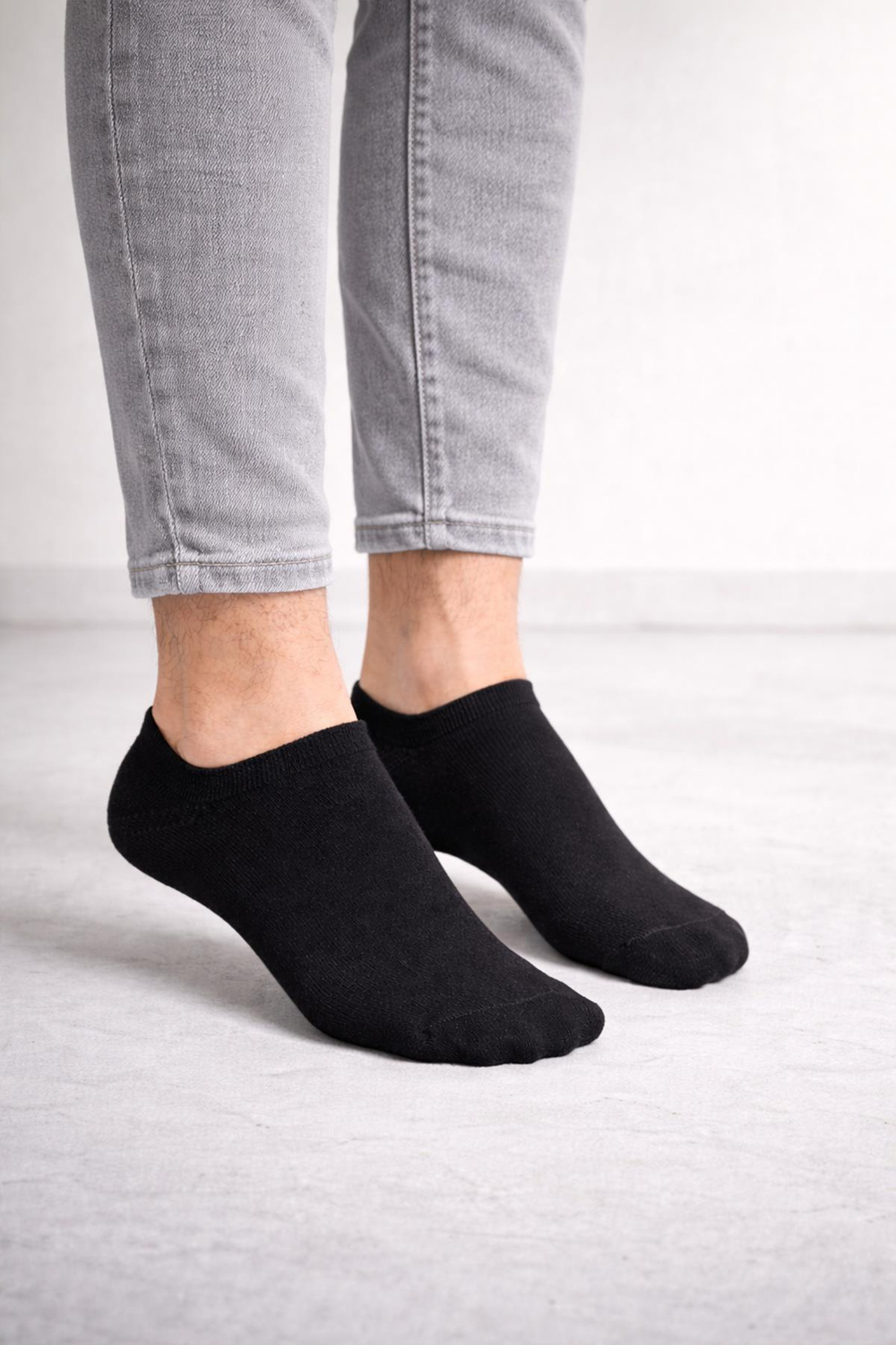 3lü Paket Erkek Siyah Pamuklu Patik Çorap