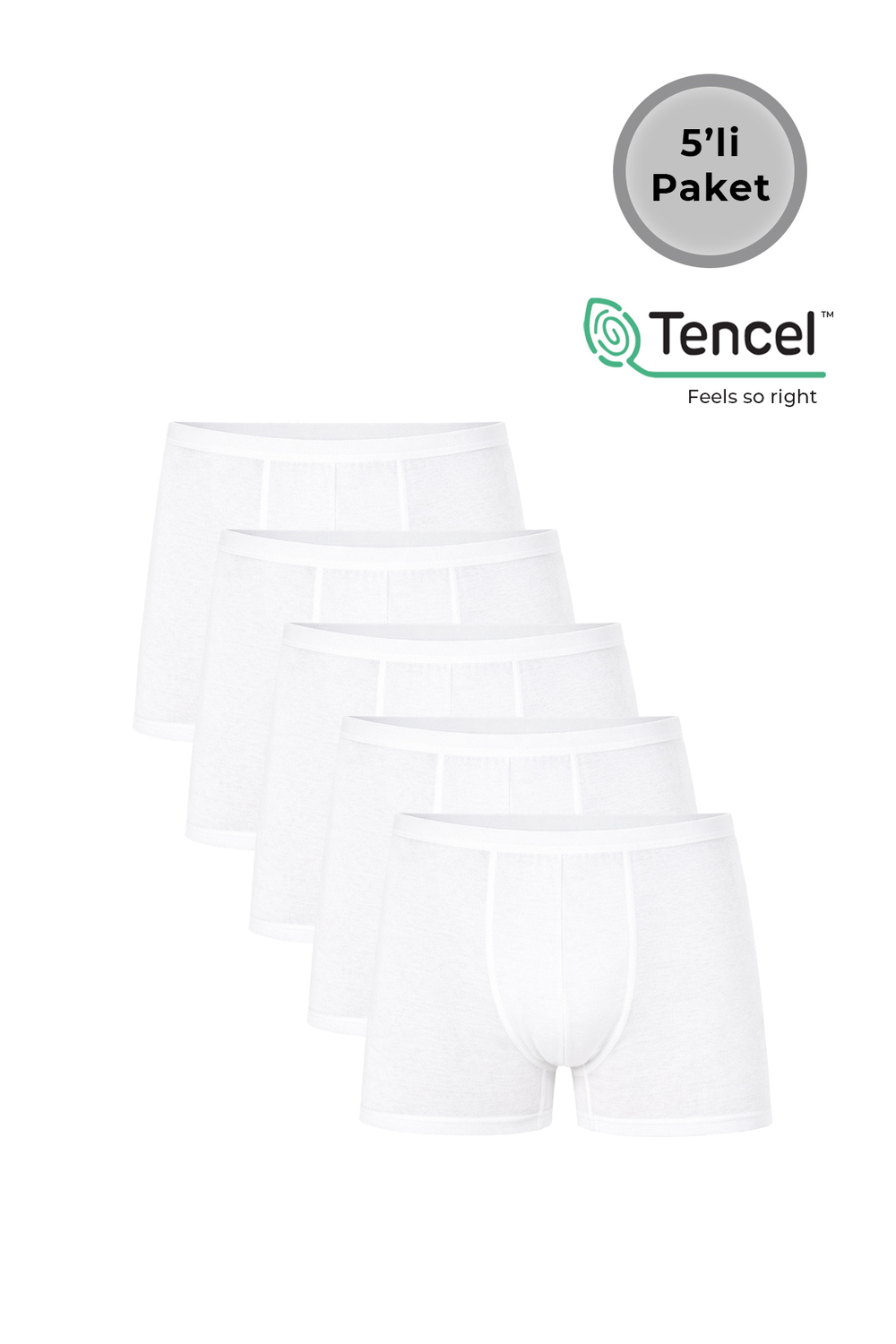 5li Paket Erkek İnce Bel Modal Boxer | Beyaz K11897