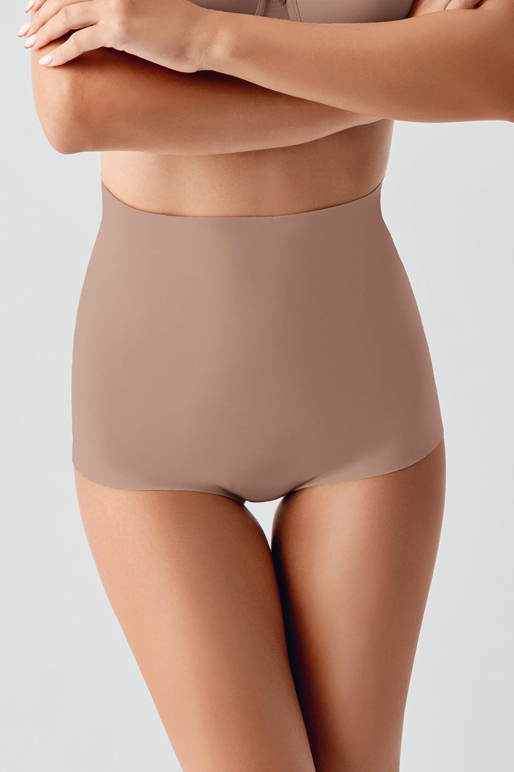 Kadın Lazer Kesim Yüksek Bel Slip Korse | Cappuccino 9208