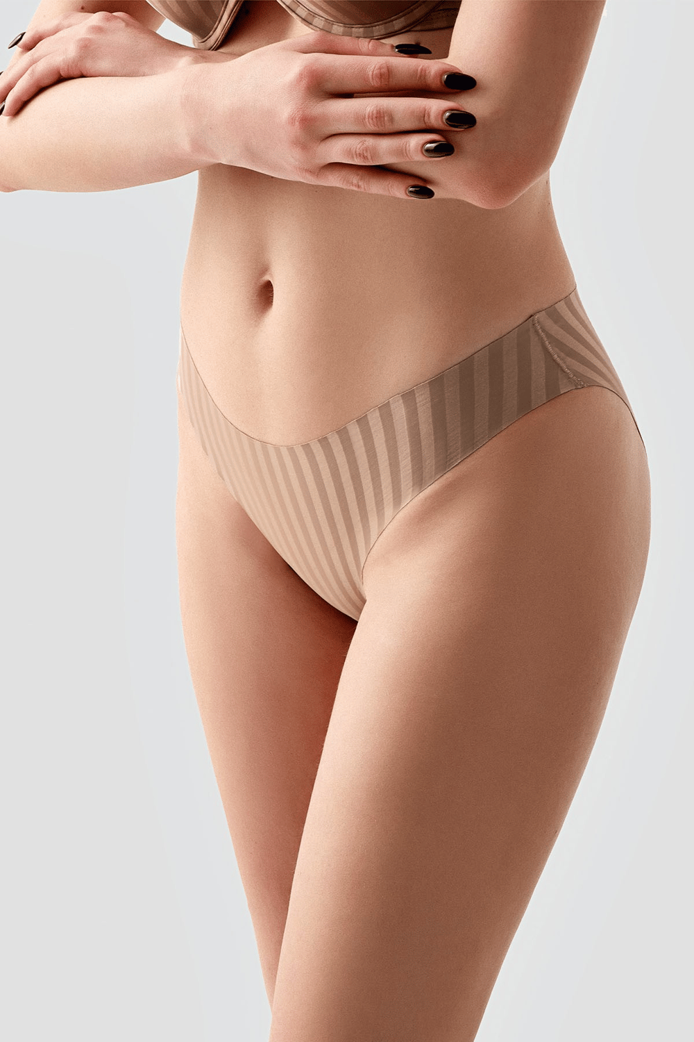 Kadın Seamless Şerit Efektli Slip Külot | Cappuccino 9213