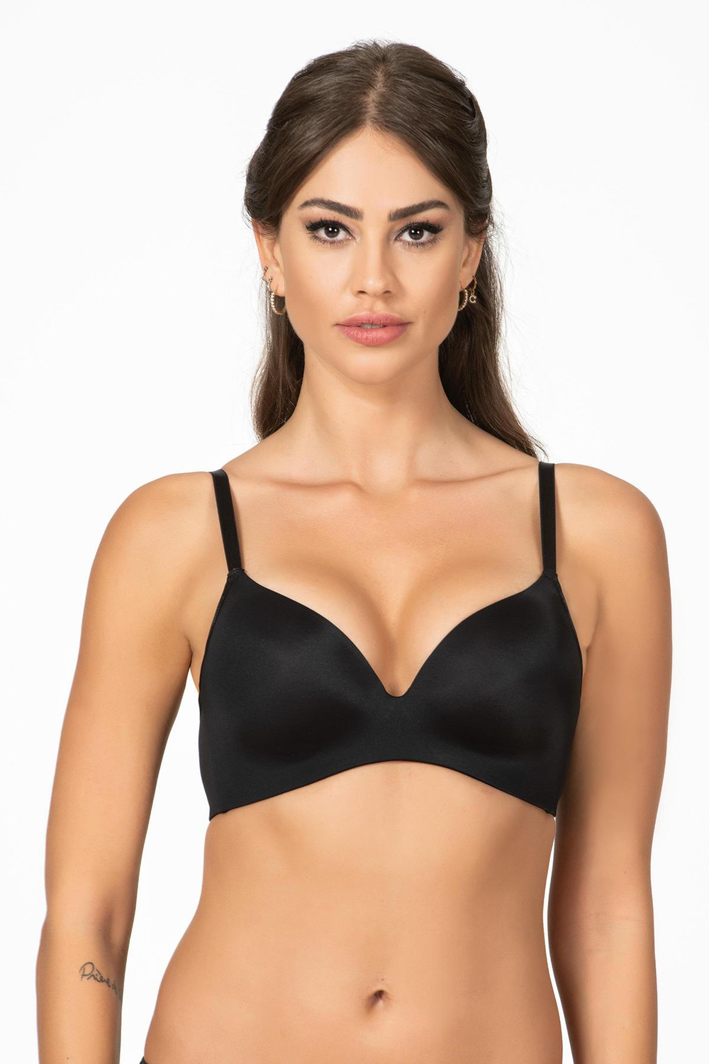 Desteksiz Esnek Telli Üçgen Sütyen Siyah | Belvu 1144 