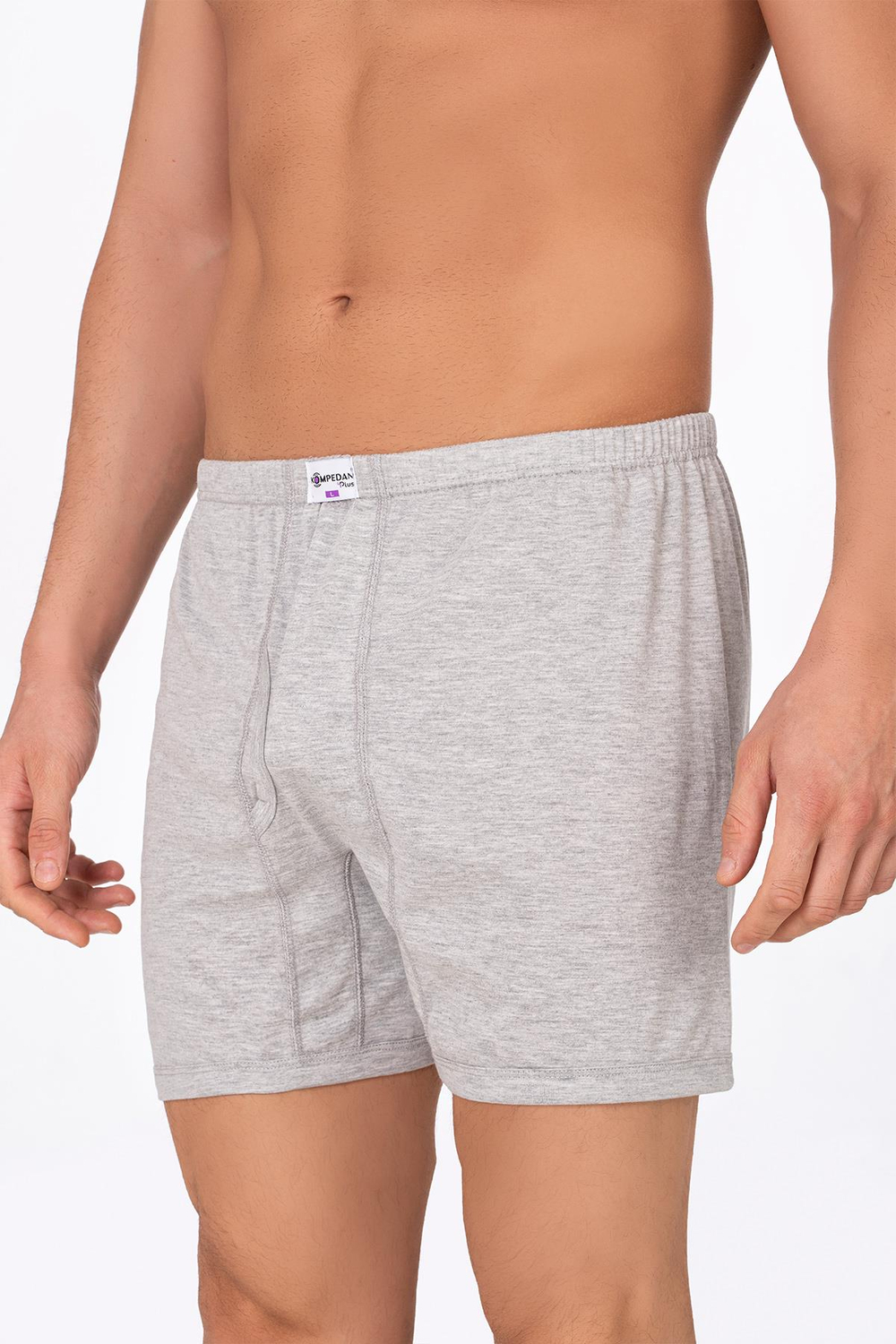 Erkek Pamuklu Penye Paçalı Boxer 3lü Paket – Rahat & Dayanıklı | Gri Melanj K0043