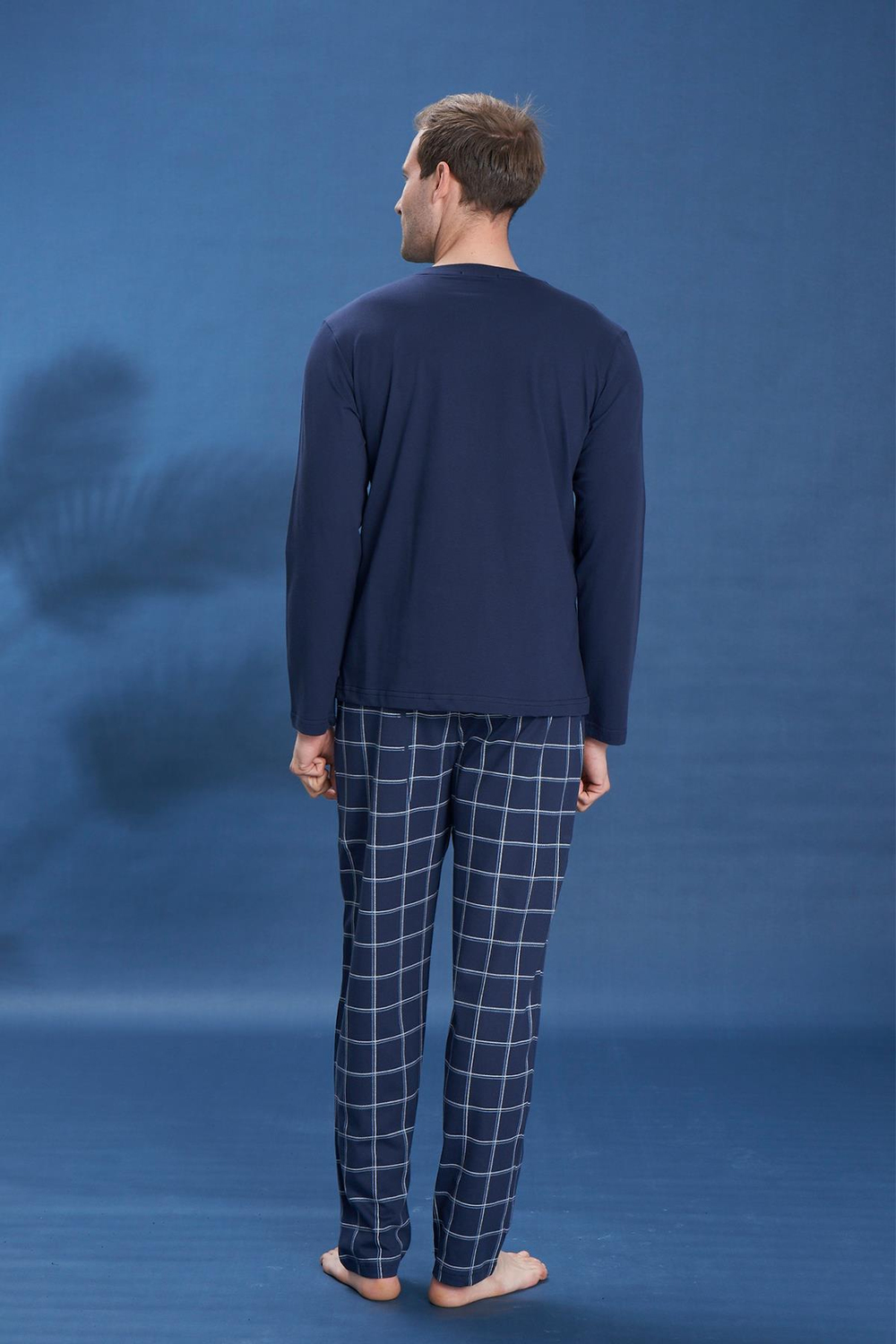 Erkek Penye Süprem Battal Önü Patlı Pijama Takımı | Koyu Lacivert 2153