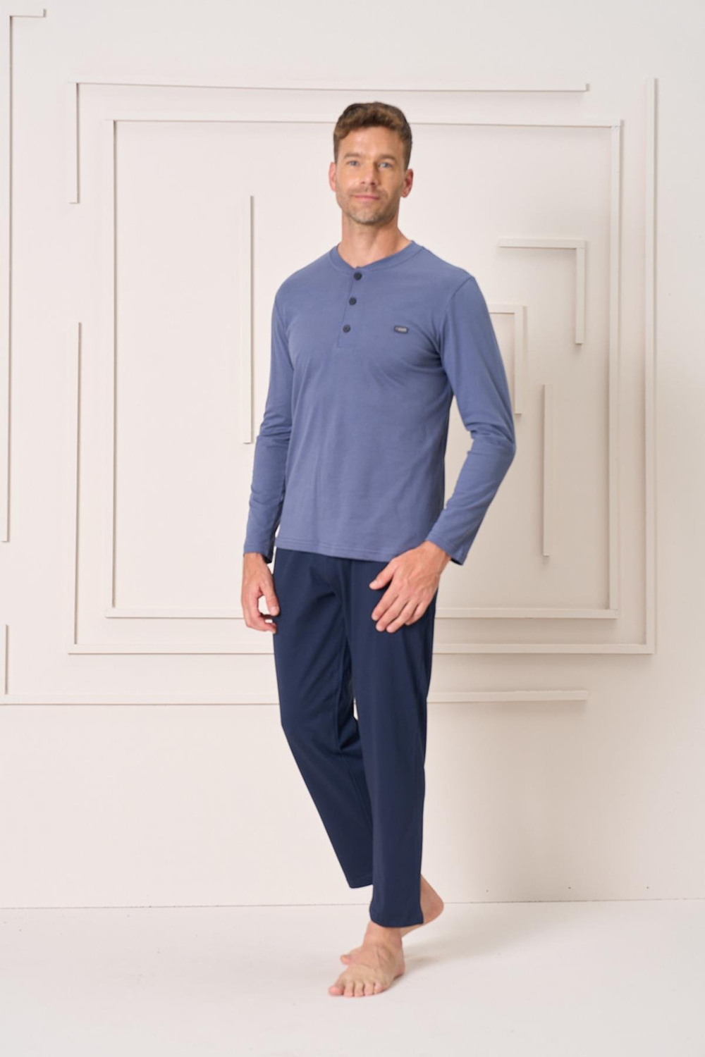 Erkek Penye Süprem Genç Önü Patlı Pijama Takımı | İndigo 4103
