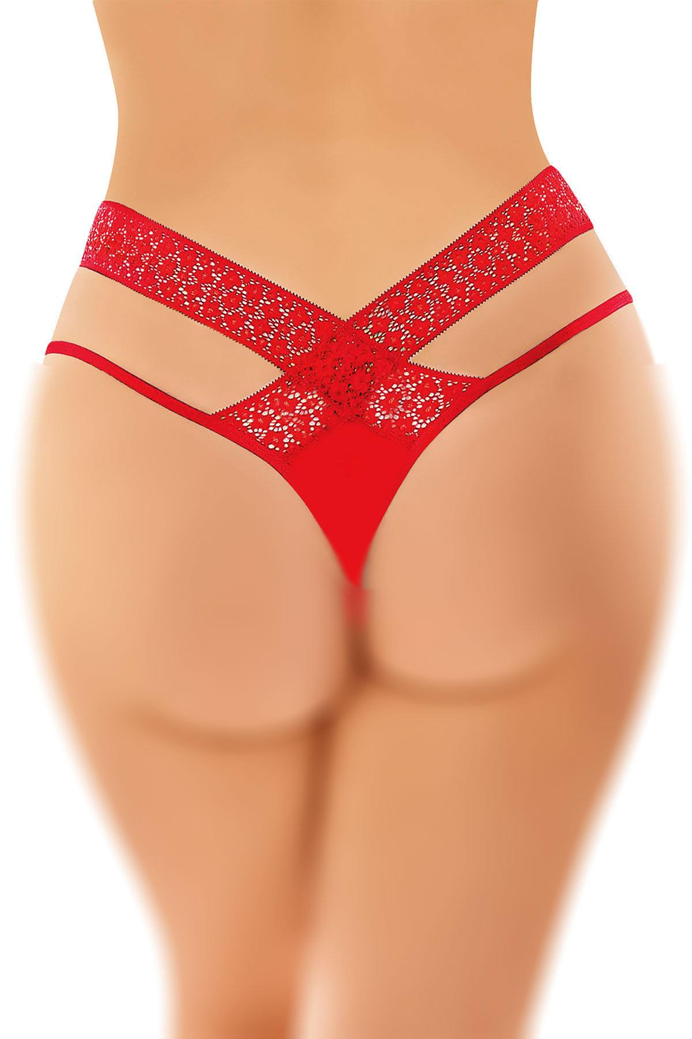 Fantezi Büyük Beden Çapraz Dantel Detaylı Kadın Tanga - Şık ve Rahat Tasarım | 9154-1