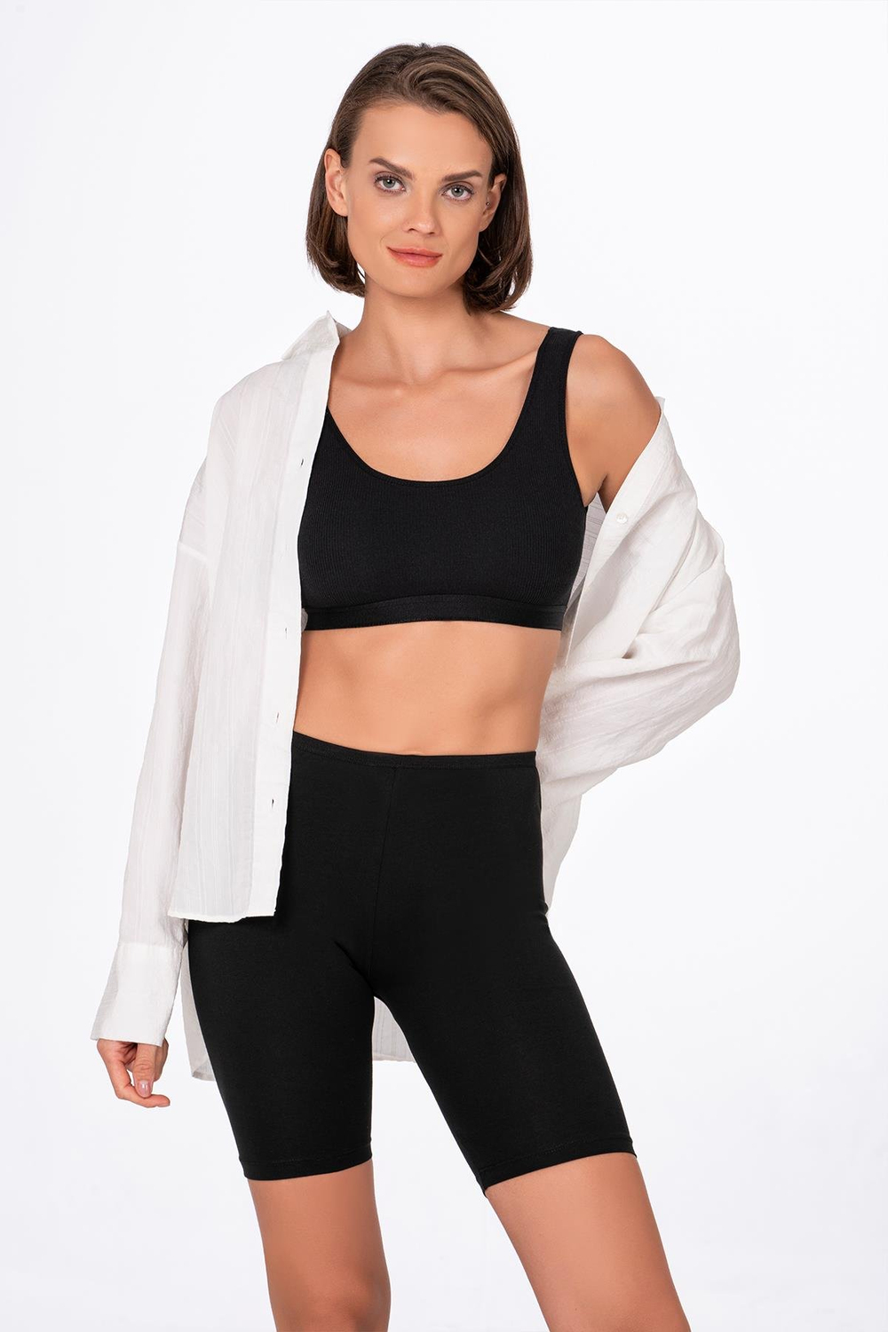 Kadın Likralı Süprem Diz Üstü Tayt | Siyah K0413