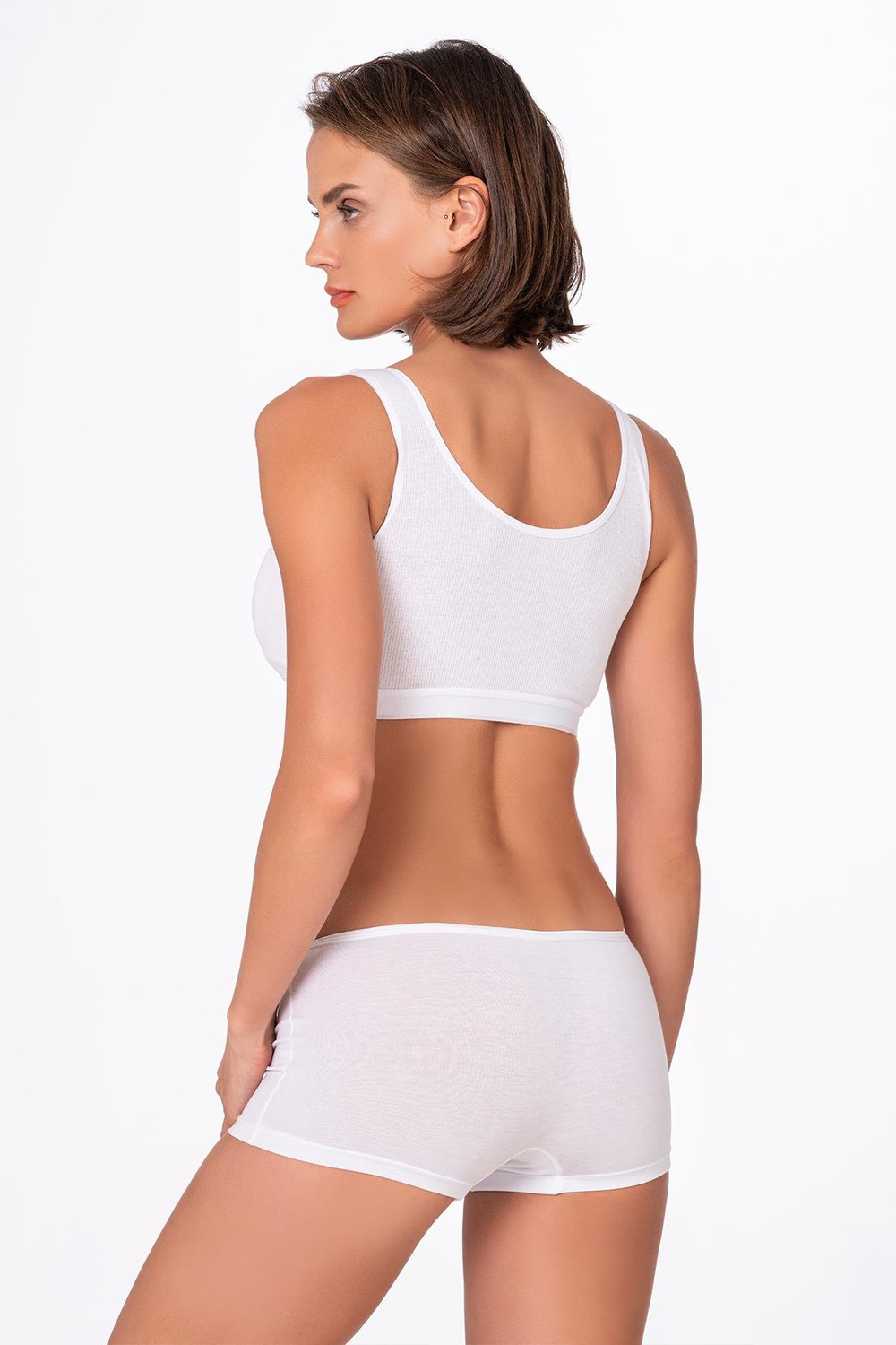 Kadın Modal Pamuklu Yumuşak Boxer Şort | Beyaz K23920