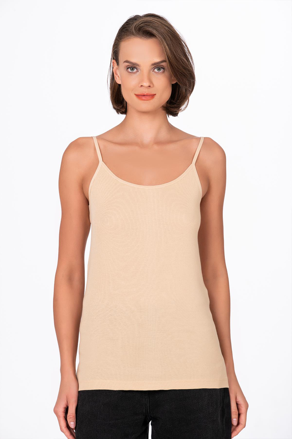 Kadın Pamuklu Ribana İp Askılı Klasik Atlet 3lü Paket – Esnek & Rahat | Ten K0107