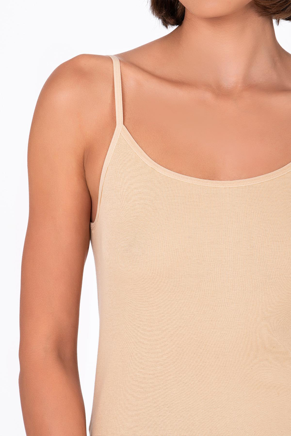 Kadın Pamuklu Ribana İp Askılı Klasik Atlet 3lü Paket – Esnek & Rahat | Ten K0107