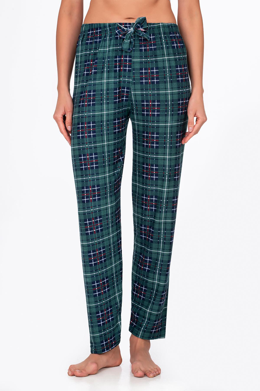 Kadın Süet Kareli Pijama Tek Alt