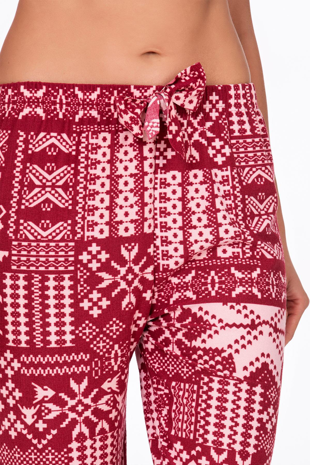 Kadın Süet Kış Desenli Pijama Tek Alt